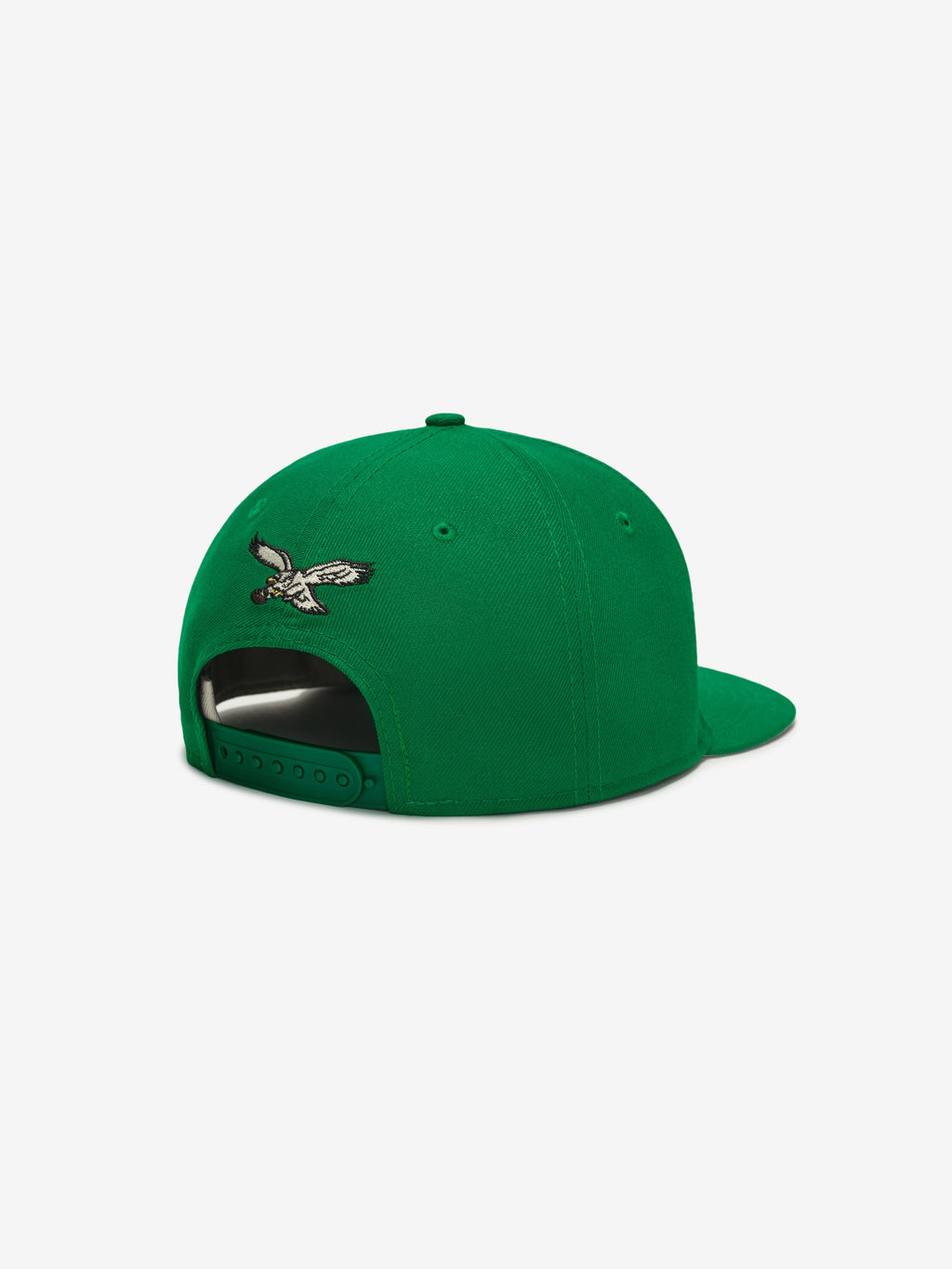 Rear angle of green Eagles 9Fifty RC Snapback featuring embroidered eagle and adjustable snapback closure, gallery image 0