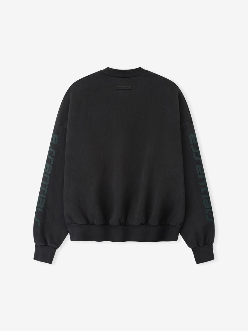 Back view of black Los Angeles heavy fleece cropped sweatshirt with branded lettering on sleeves HkQKC8eg.jpg gallery 0