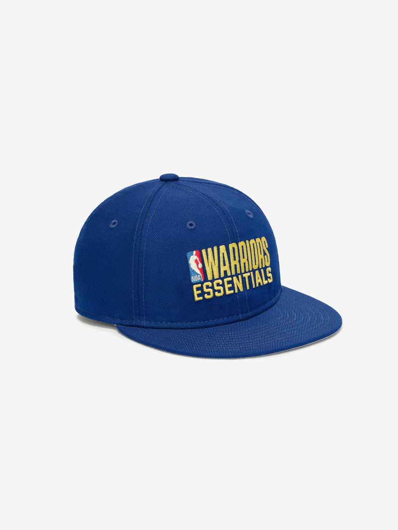 Angled view of blue Warriors 9Fifty RC Snapback featuring NBA Essentials embroidery on front panel IF5Wi18A.jpg