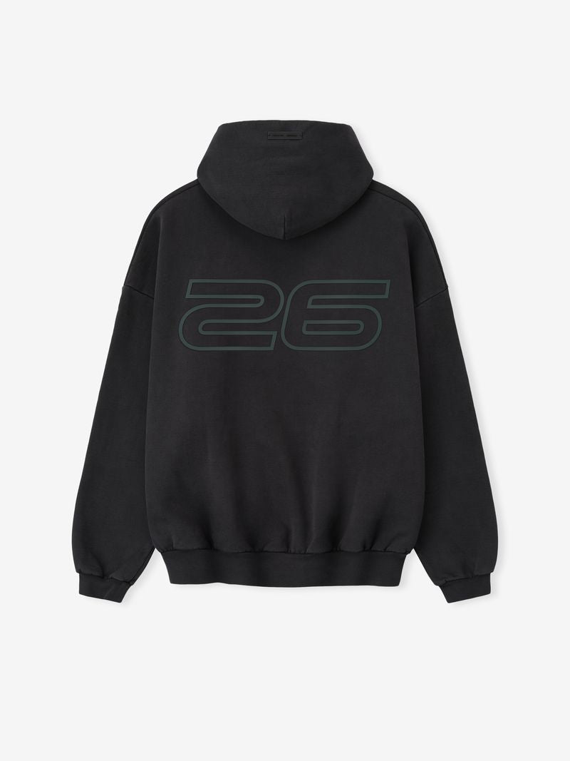 Back view of black Heavy Fleece 90s Hoodie featuring large outlined number 26 in subtle shading Lb5nlz9g.jpg gallery 0