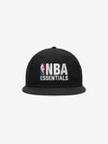 Front-facing view of black NBA 9Fifty RC Snapback featuring prominent NBA Essentials logo embroidery QKMZKehQ.jpg