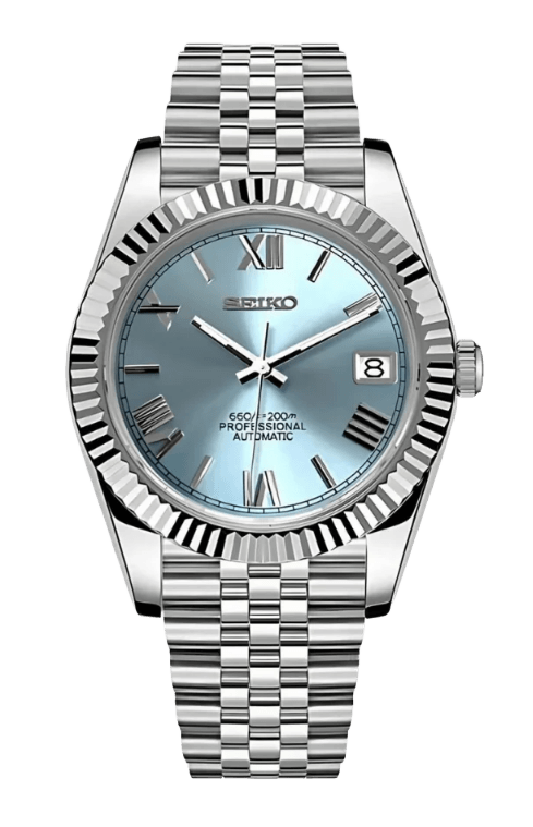 Seiko Mod Datejust  Ice Blue Roman