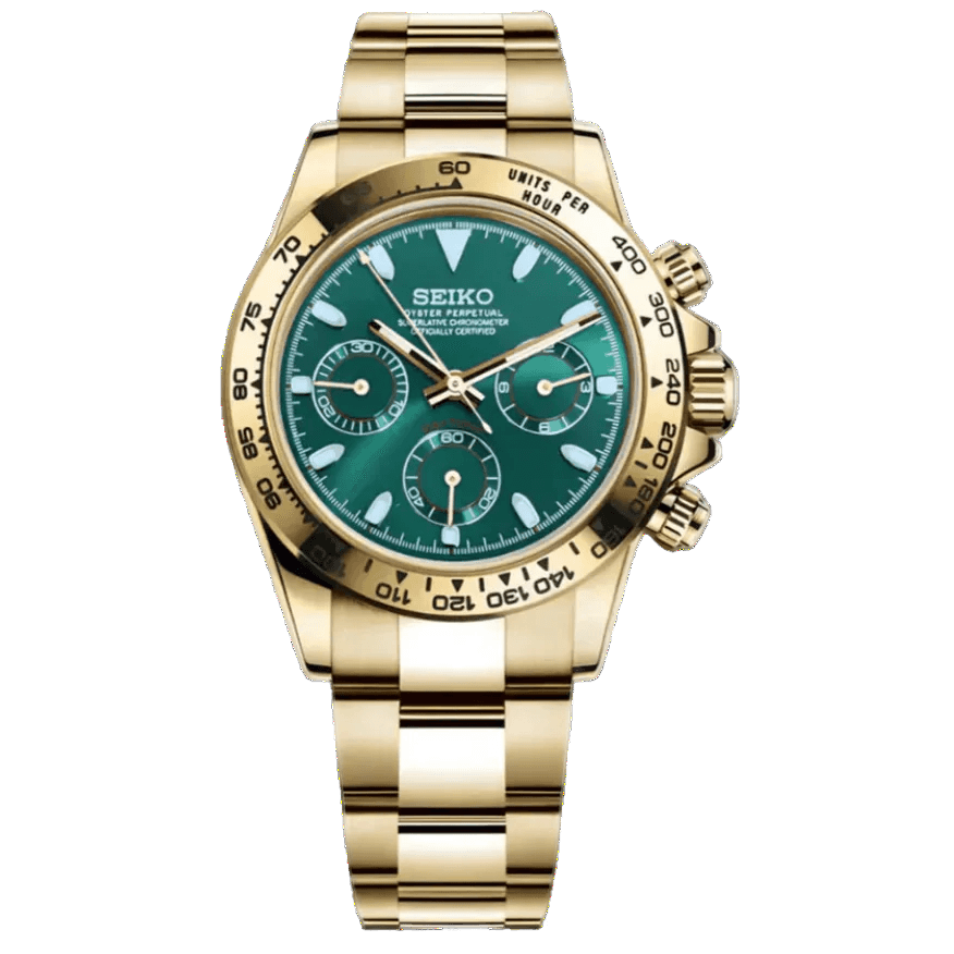 Seiko Mod Daytona Gold Green Dial