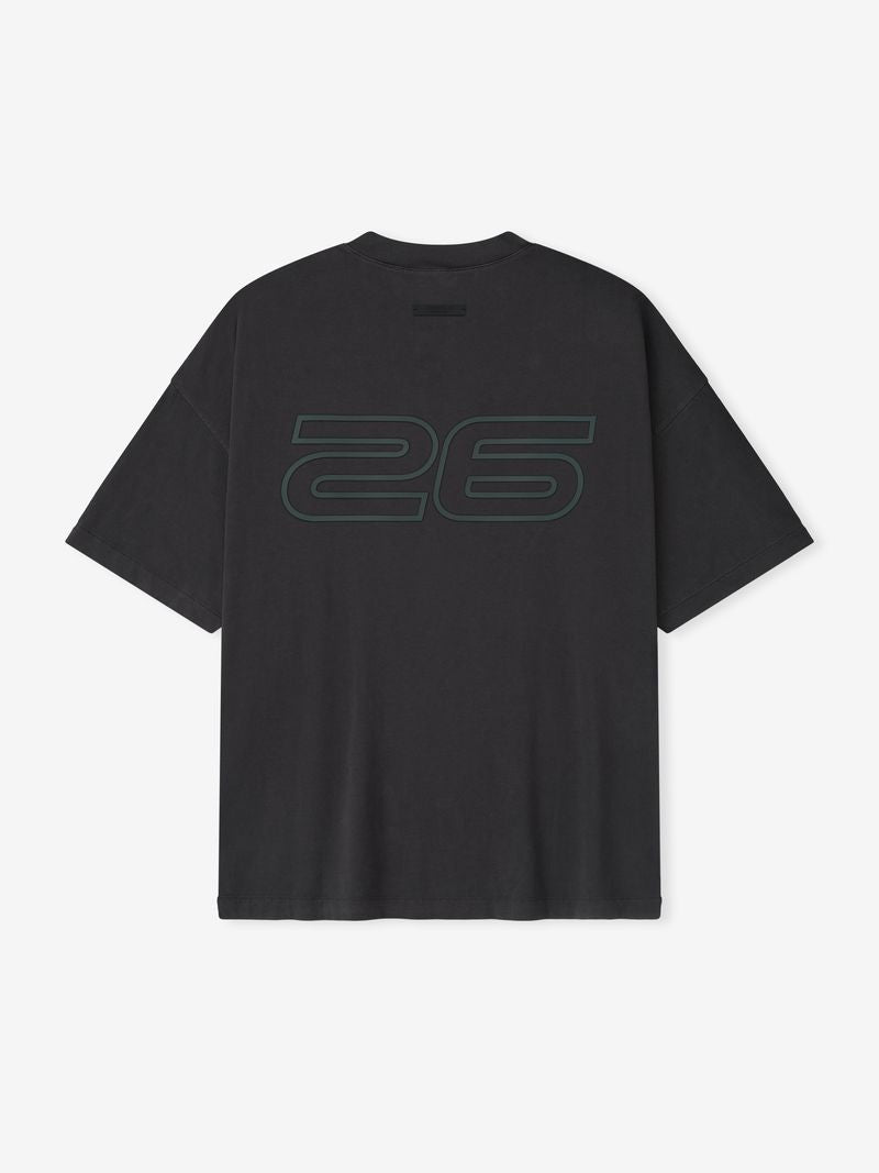 Black t-shirt with number 26 on the back against a white background