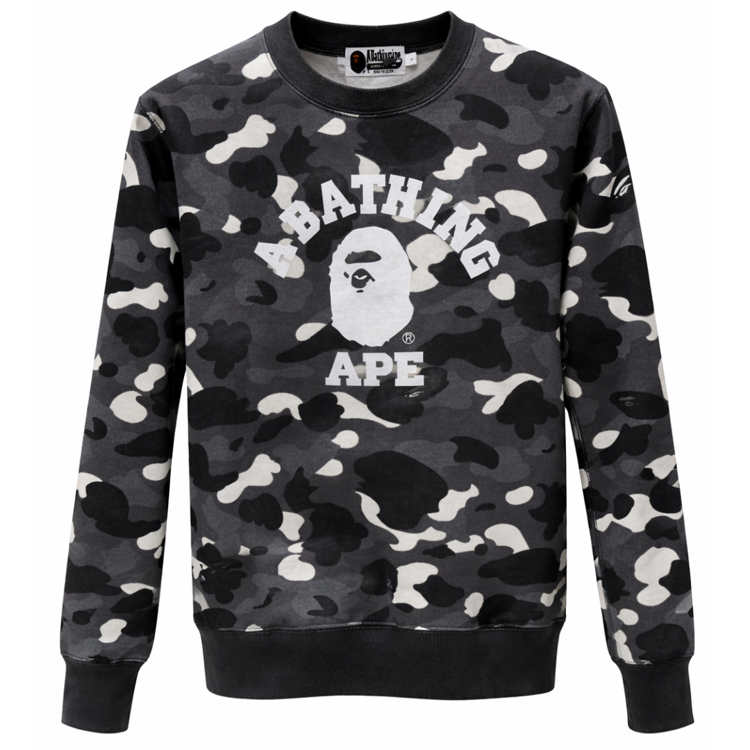 BAPE SWEATSHIRT CAMO	BLACK WHITE