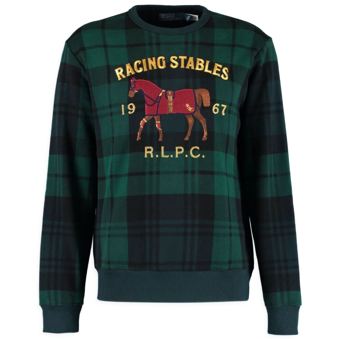 POLO RACING STABLES TARTAN SWEATSHIRT Green Black