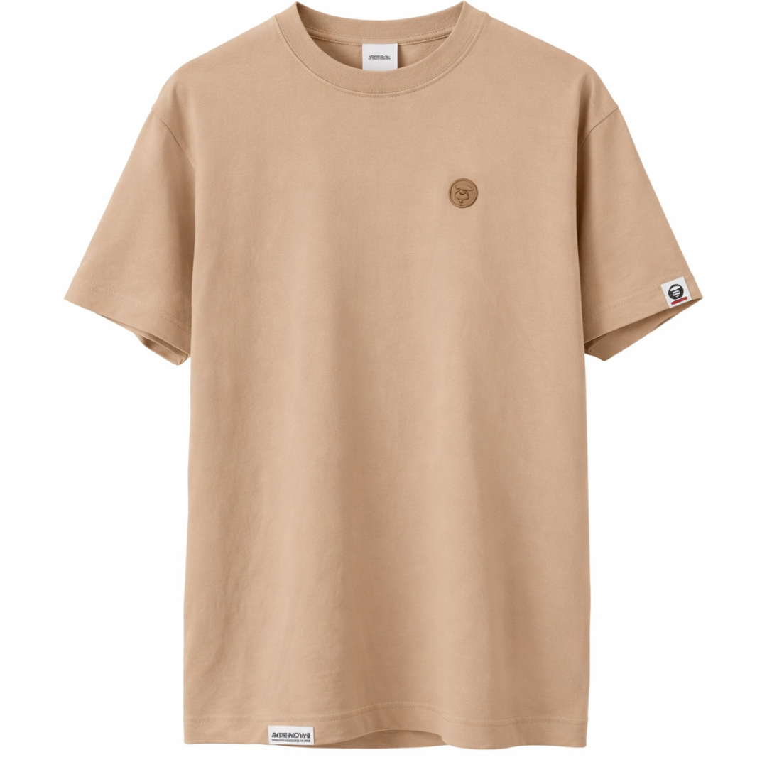 AAPE MOONFACE EMBROIDERED TEE BEIGE