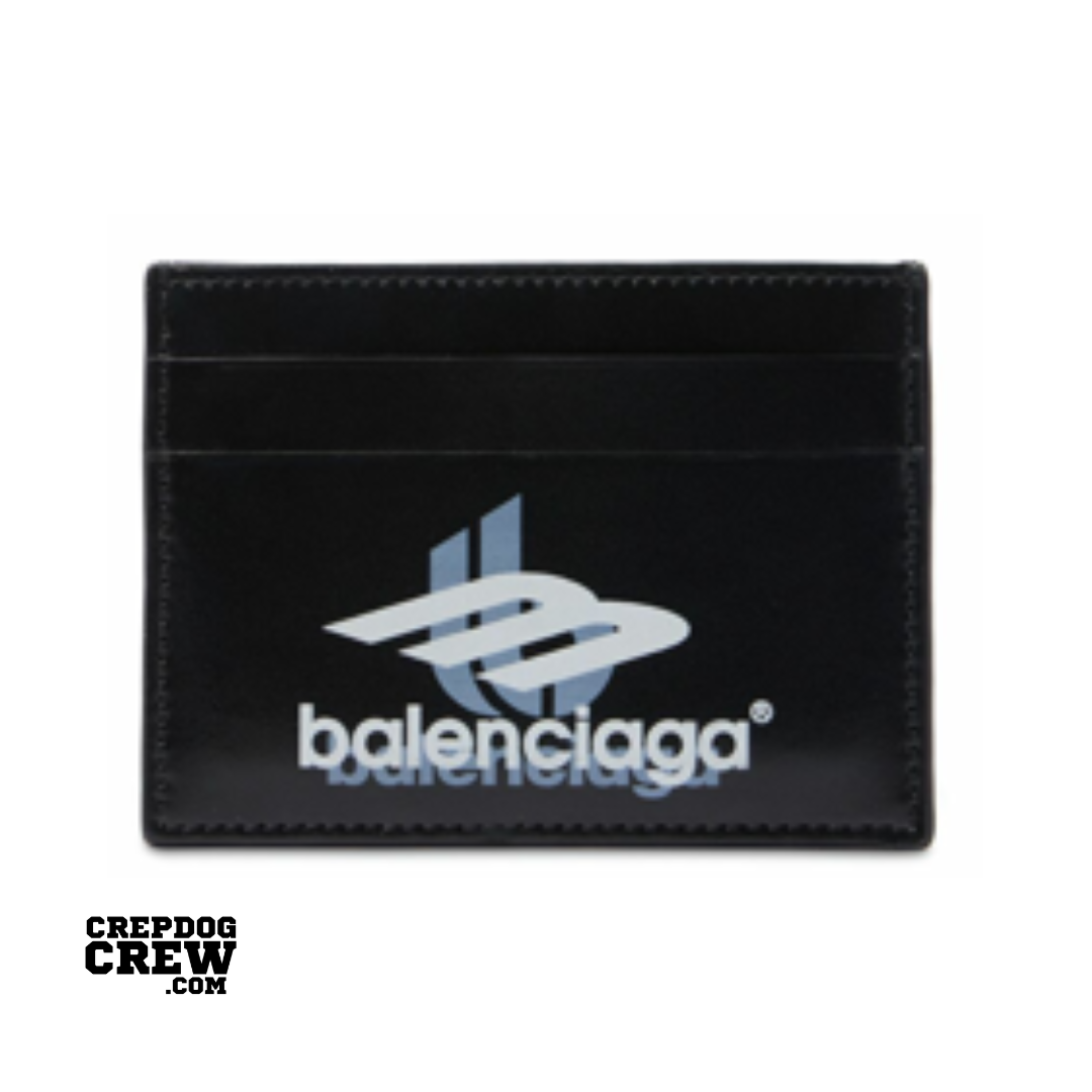 BALENCIAGA SQUARE LEATHER CARD HOLDER BLACK