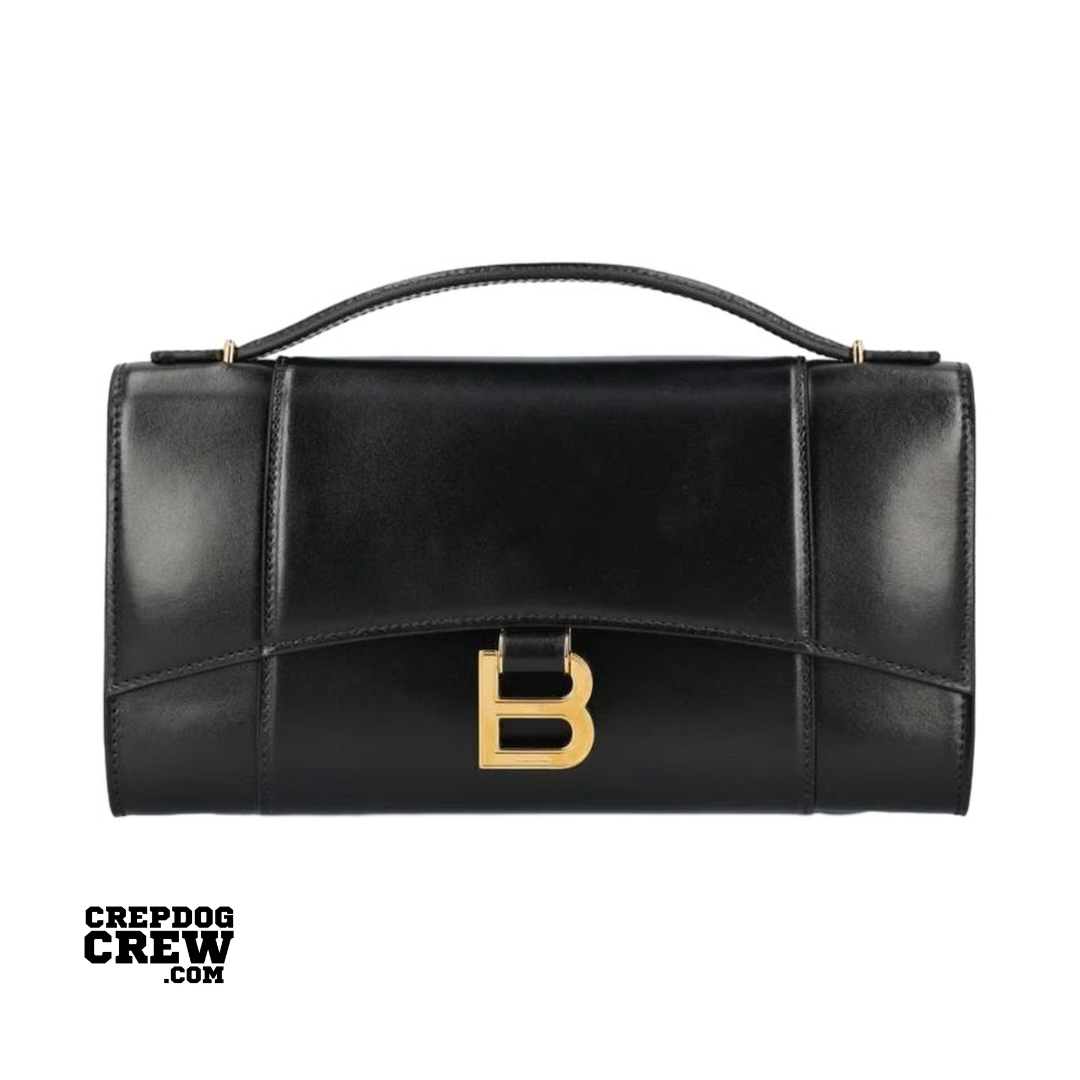 BALENCIAGA HOURGLASS CLUTCH BAG	BLACK