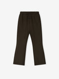 Top-down view of dark brown Heavy Fleece Flare Sweatpant with elastic waistband and subtle front seam, gallery image 0.