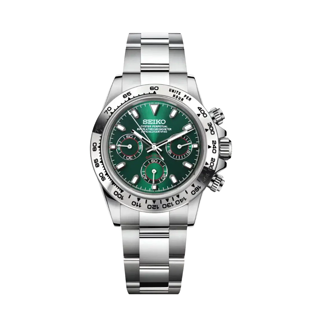Seiko Mod Daytona silver Green