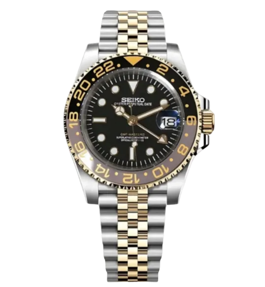 Seiko Mod Gmt Silver Gold